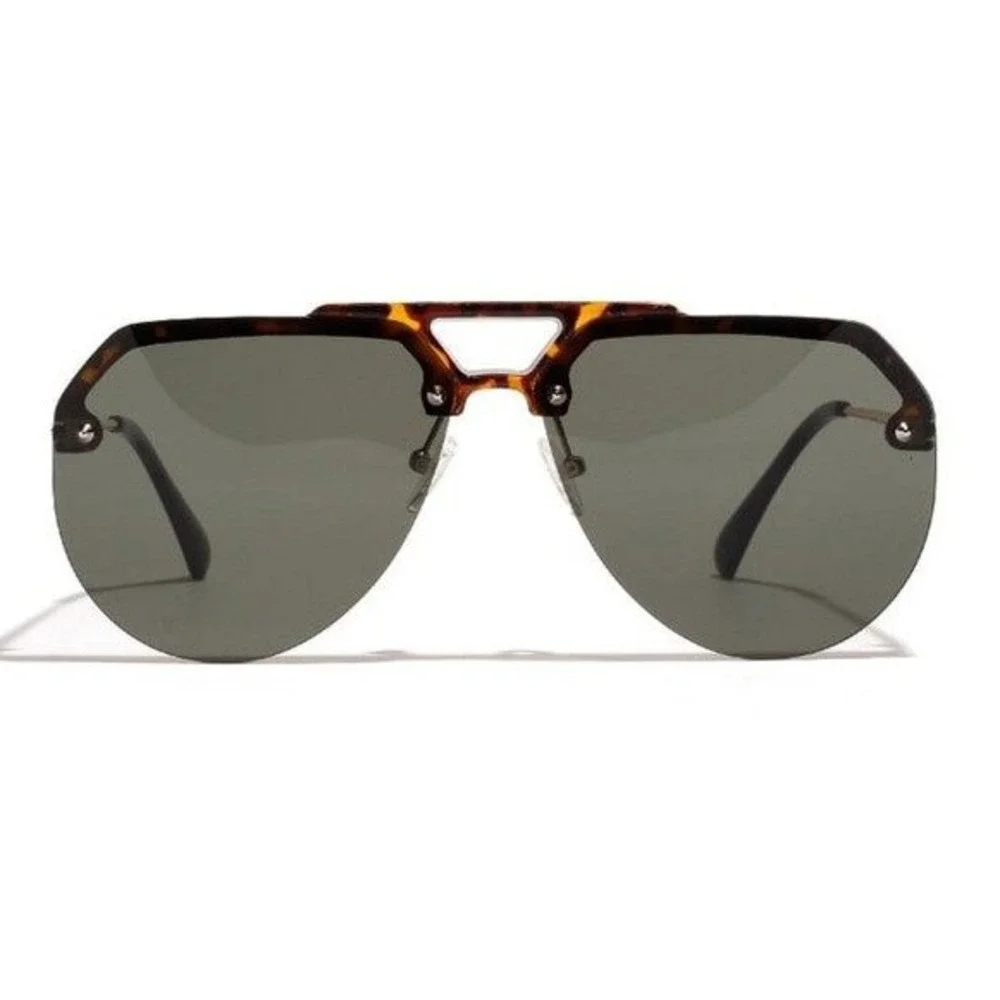 Aviator Sunglasses Rimless Shield Fashion Tortoise Gold Accents Retro Shades NEw